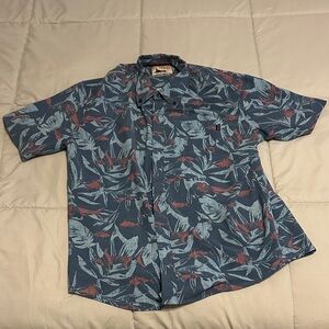 HUK Tropical Print Button Up Shirt